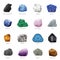 Realistic Stone Mineral Icon Set