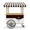 Realistic street food cart with wheels. Mobile coffee market stall template. Hot coffee kiosk store mockup isolated