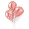Realistic striped balloons. 3D party decor. Bunch of multicolor air balls with different ornaments. Helium pink spheres