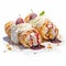Realistic Strudel Mini Ice Creams With Whipped Cream And Raspberry Toppings