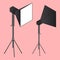 Realistic studio camera on pink