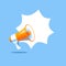 Realistic style megaphone with blank bubble chat copy space vector Illustration on  banner background