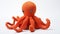 Realistic And Stylish Orange Crocheted Octopus With Precise Nautical Detail