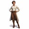 Realistic Yet Stylized 3d Render Cartoon Of Leia In Brown Pants And White Coat