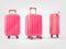 Realistic suitcase wheels. 3d isolated luggages, traveler baggage travel case trolley mockup plastic luggage handle