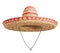 Realistic Summer Straw Wicker Hat like Mexican Sombrero in Front View