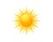 Realistic sun icon for weather design. Sunshine symbol happy orange isolated sun illustration