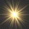 Realistic sun rays. Yellow sun ray glow abstract shine light effect starburst sbeam sunshine glowing isolated image