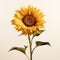 Realistic Sunflower With Leaves On Beige Background