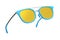 Realistic sunglasess with gradient lens and blue plastic frame on white