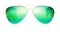 Realistic sunglasses, classic shape in fine gold frame isolated on white background. Icon of sunglasses with green glass