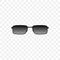 Realistic sunglasses with a translucent black glass on a transparent background. Protection from sun and ultraviolet