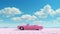 Realistic Surrealism: Pink Car In A White Desert