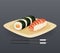 Realistic Sushi Roll Plate Sticks Fast Food Icon Retro Cartoon Symbol Template Vector Illustration
