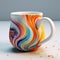 Realistic Swirled Mug With Vibrant Paint Splatters
