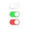 Realistic switch toggle buttons, set or tree sliders in ON and OFF position Vector illustration.