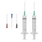 Realistic Syringe 20 ml with hypodermic needles on white background, medical single use syringes. Vector EPS 10 illustration