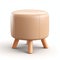 Realistic Tan Leather Stool On Wooden Legs - Detailed 3d Render