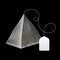 Realistic tea bag. Pyramid sachet with blank paper label, disposable beverage infuser bag, black or green dry leaves