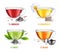 Realistic Tea Brewing Bag Icon Set