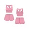 Realistic Template Blank Pink Shorts and Top. Vector