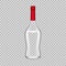 Realistic template empty beautiful glass martini bottle with cap.