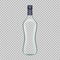 Realistic template empty beautiful glass vodka bottle with cap.