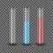 Realistic test tube with blue and red solution, vector