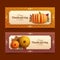 realistic thanksgiving horizontal banners set vector design