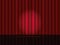 Realistic theatrical drapes with spotlight. Empty scene with a red curtain. Vector