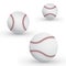 Realistic three baseballs on a white background