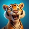 Realistic Tiger Cartoon Icon For Phone Game