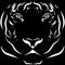 Realistic tiger head image black and white with lively eyes.