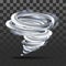 Realistic tornado swirl on transparent. vector illustration