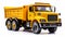 Realistic Toy Yellow Dump Truck On White Background - Meticulous Design