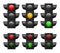 Realistic traffic light. Led lights red, yellow and green, crosswalk safety, control accidents, signals street