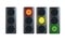 Realistic traffic light template, isolated on white background. Red, yellow, green lights. Go, wait and stop. Vector illustration