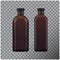 Realistic transparent brown bottle for cosmetic. Mock up bottle. Liquid soap pump bottle, shampoo, conditioner. Cosmetic