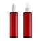 Realistic transparent cosmetic bottle sprayer container. Red dispenser with cap for cream, perfume, and other cosmetics