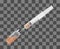 Realistic transparent plastic disposable syringe with needle and vaccine vial. Medical vector illustration.