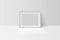 Realistic tree-dimension empty blank white simple frame mockup isolated on light background. Vector horizontal picture