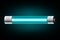 Realistic turquoise neon tube light isolated on dark transparent background