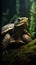 Realistic Turtle on Dark Background AI Generated