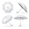 Realistic umbrella. White rain or sun open umbrellas. Isolated vector illustration