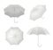 Realistic umbrellas. Rain protection symbol umbrella in various view points vector blank template