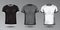 Realistic Unisex Shirt Design Tempale on Transparent Background, Vector Blank Black, Gray and White T-shirt Mock-Up