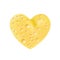 Realistic Valentines heart made of cheese. Holes small bubbles. Yellow delicious shape love. Clean beautiful design. Vector