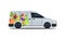 Realistic van with organic vegetables natural vegan farm food delivery service vehicle with fresh veggies horizontal
