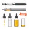 Realistic Vaping Vaporizer Liquid Set. Vector