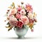 Realistic Vase With Blooming Flowers And Vintage Charm